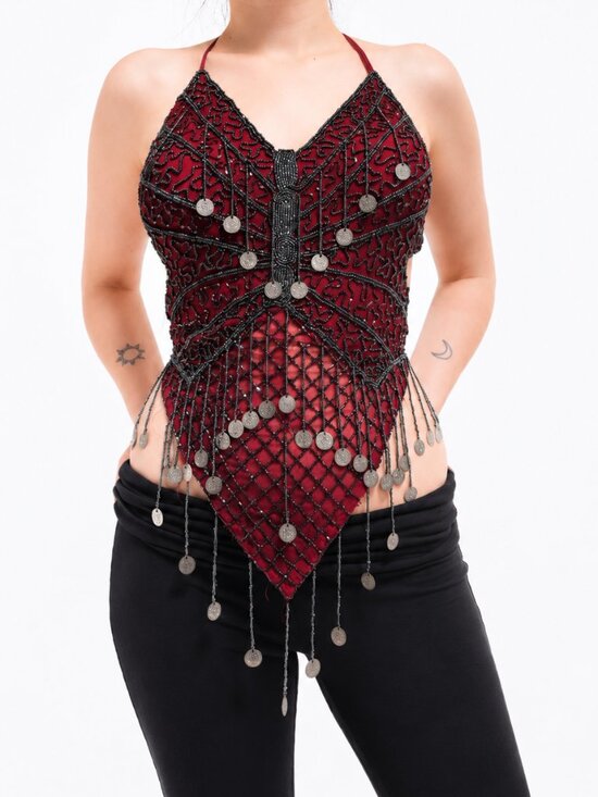 Vintage Tops - VINTAGE Y2K Hand Beaded Top